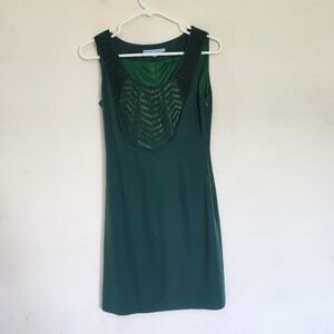 Antonio Melani Midnight Radiance Beaded Emerald Green Evening Dress size 0